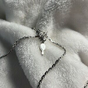 Necklace Sara Coventry fine silver chain, charm for SC on hook clasp